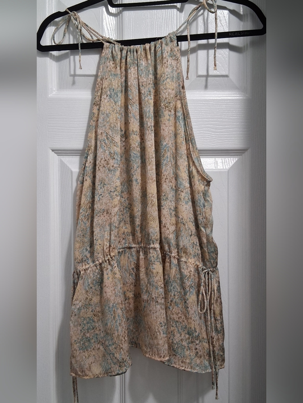 H&M Beige and Light Blue Floral Halter Top